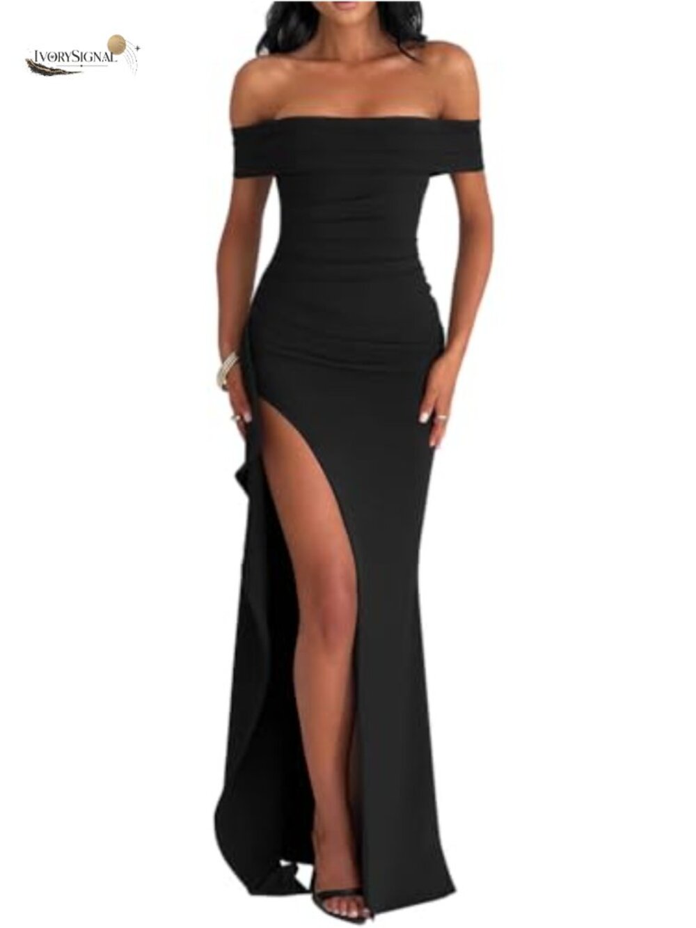 Off Shoulder Sleeveless High Split Long Formal Dress